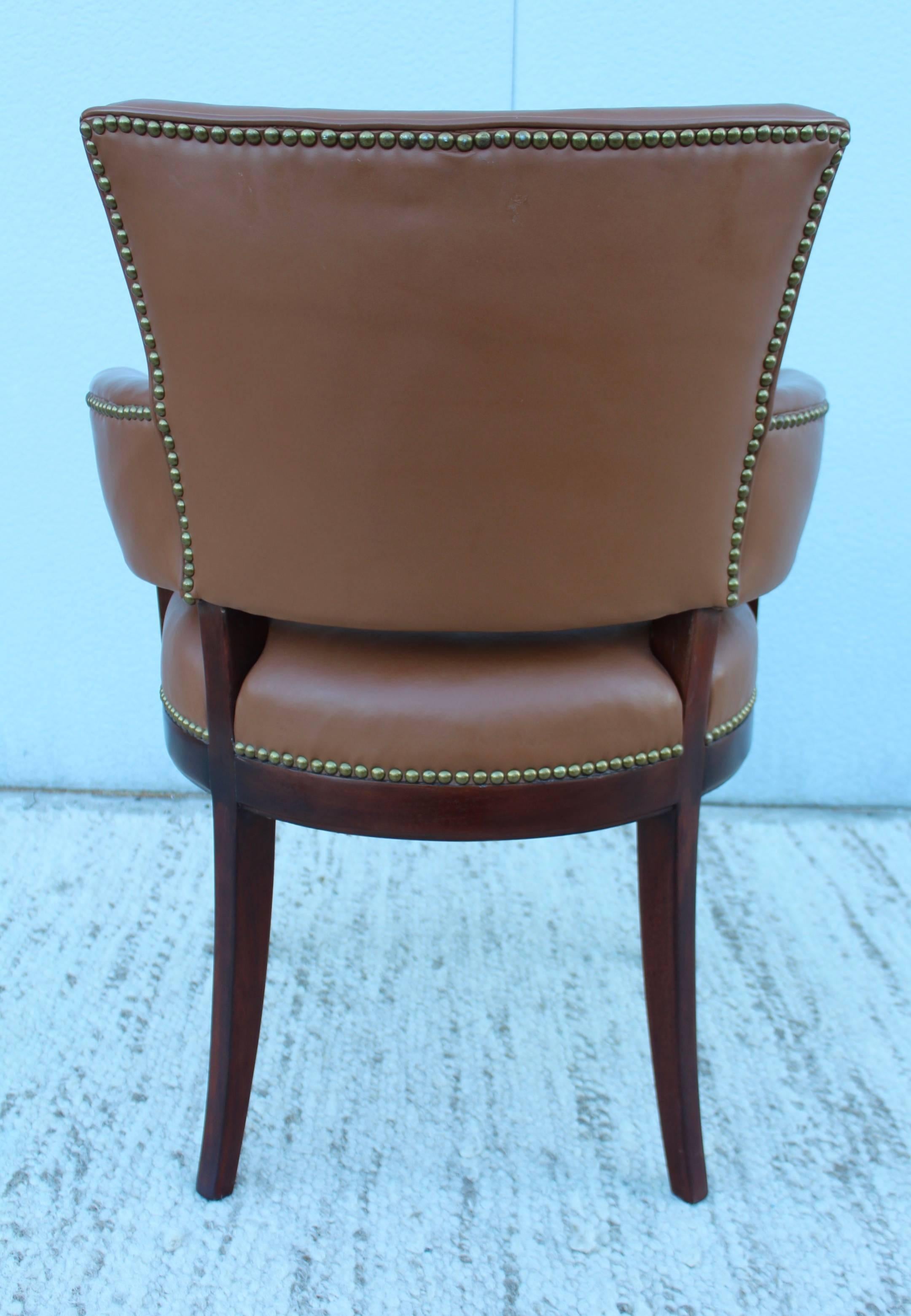 American 1960s Walnut and Leather Armchair