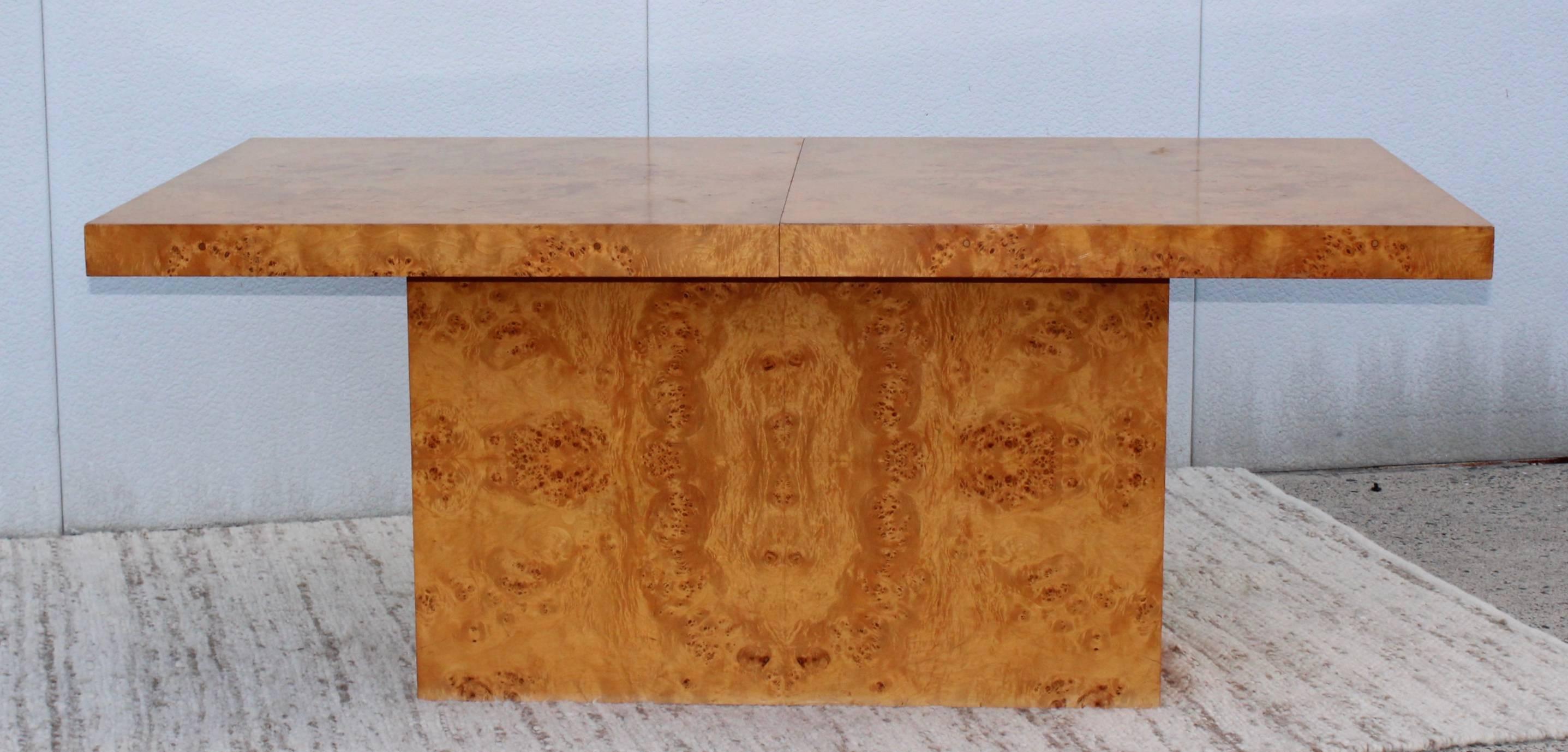Mid-Century Modern Milo Baughman Burl Wood Dining Table