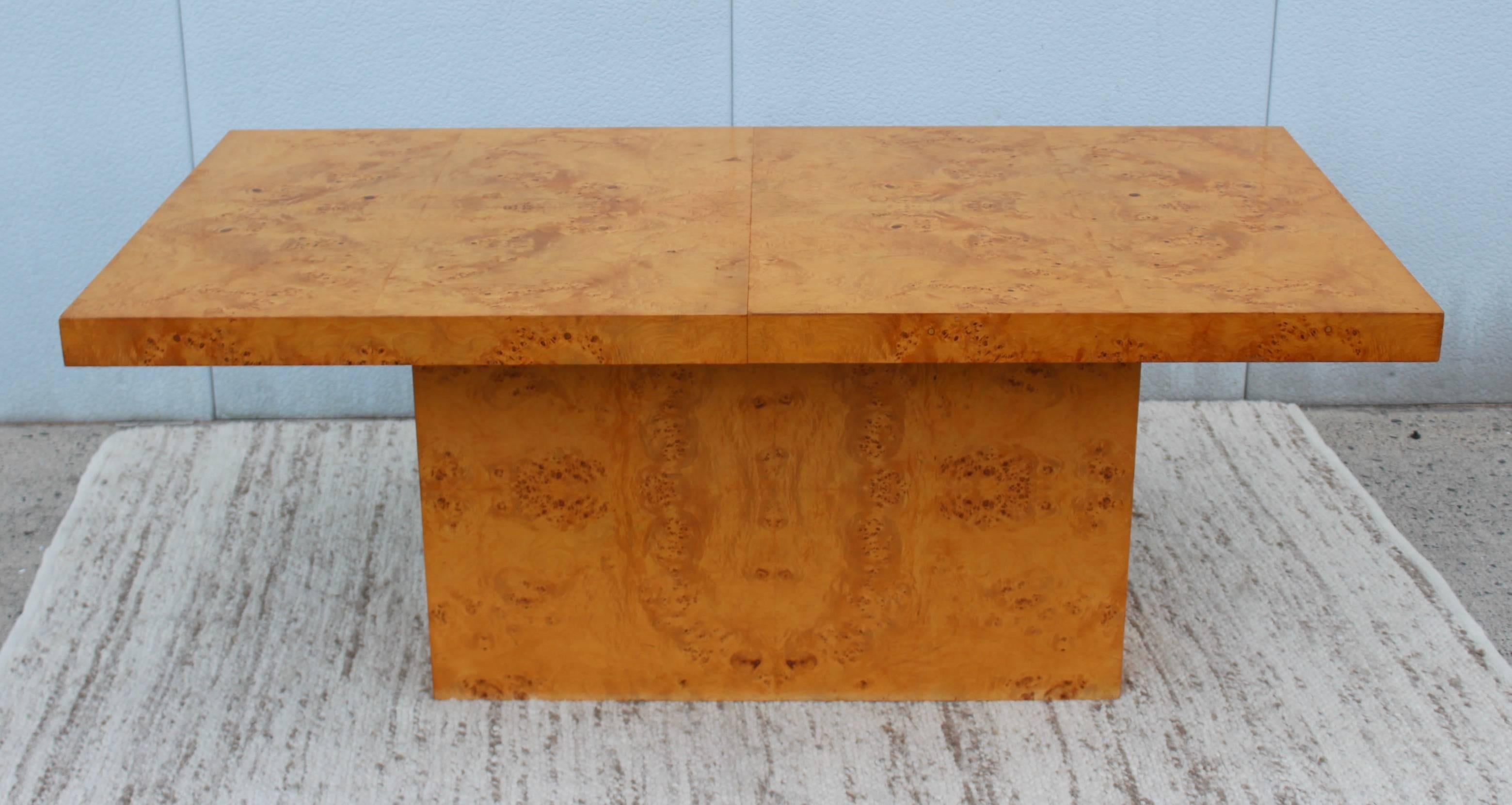 Milo Baughman Burl Wood Dining Table In Good Condition In New York, NY