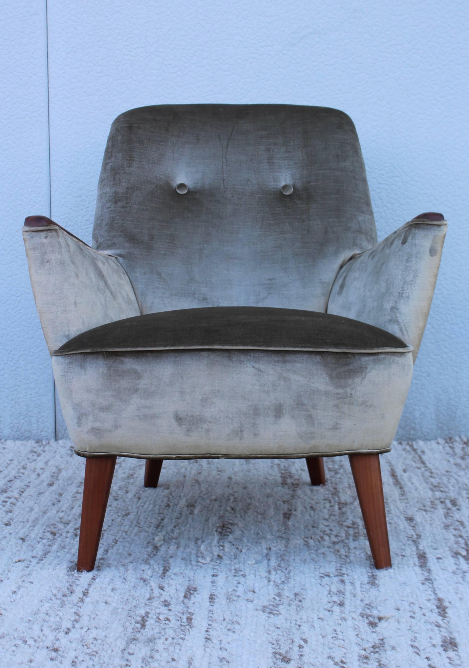 Velvet 1960s Modern Italian Lounge Chairs