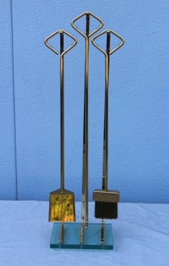 Fontana Arte Style Brass Fireplace Tools