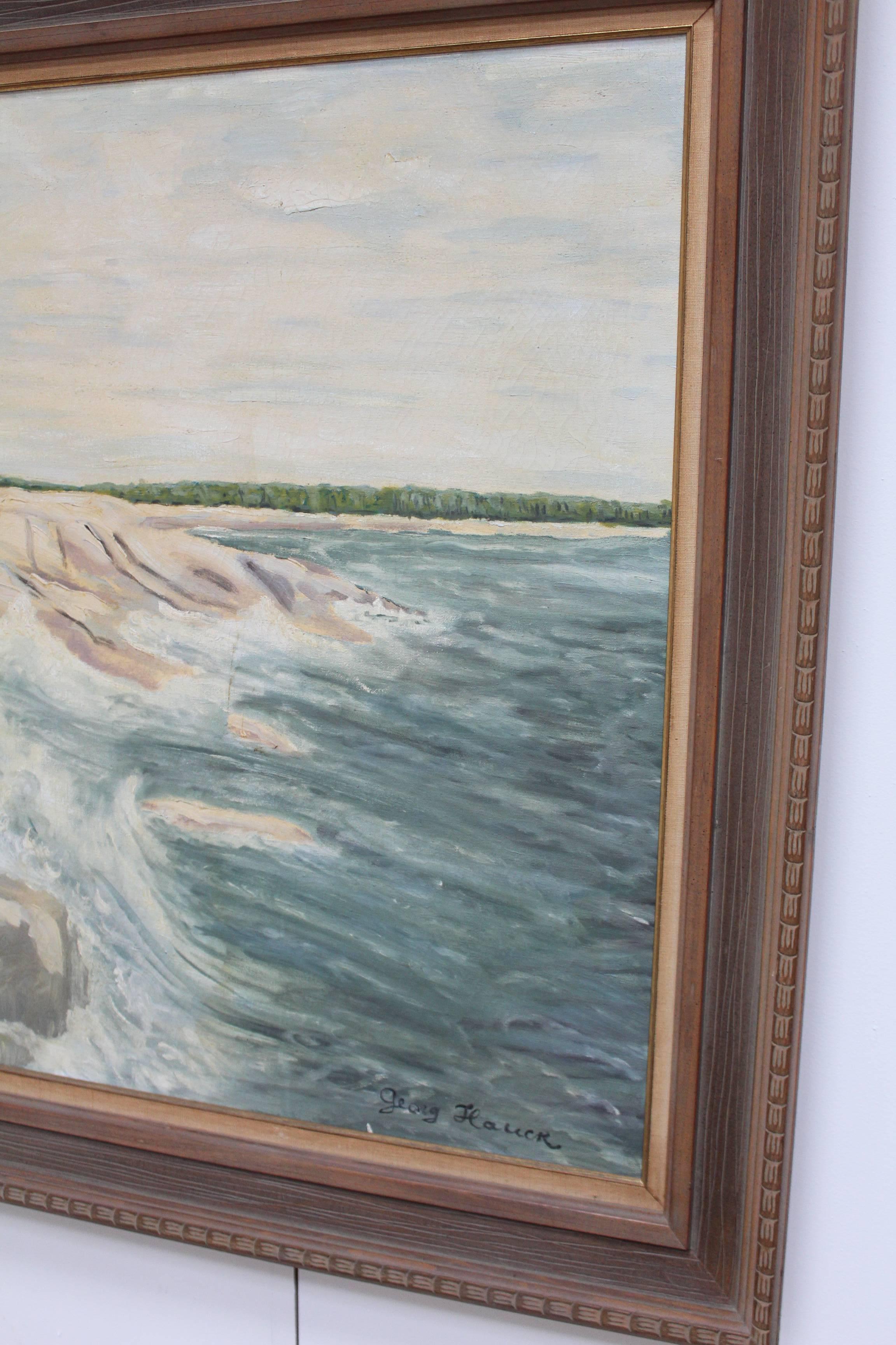 Toile Peinture suédoise de paysage marin des années 1950 en vente