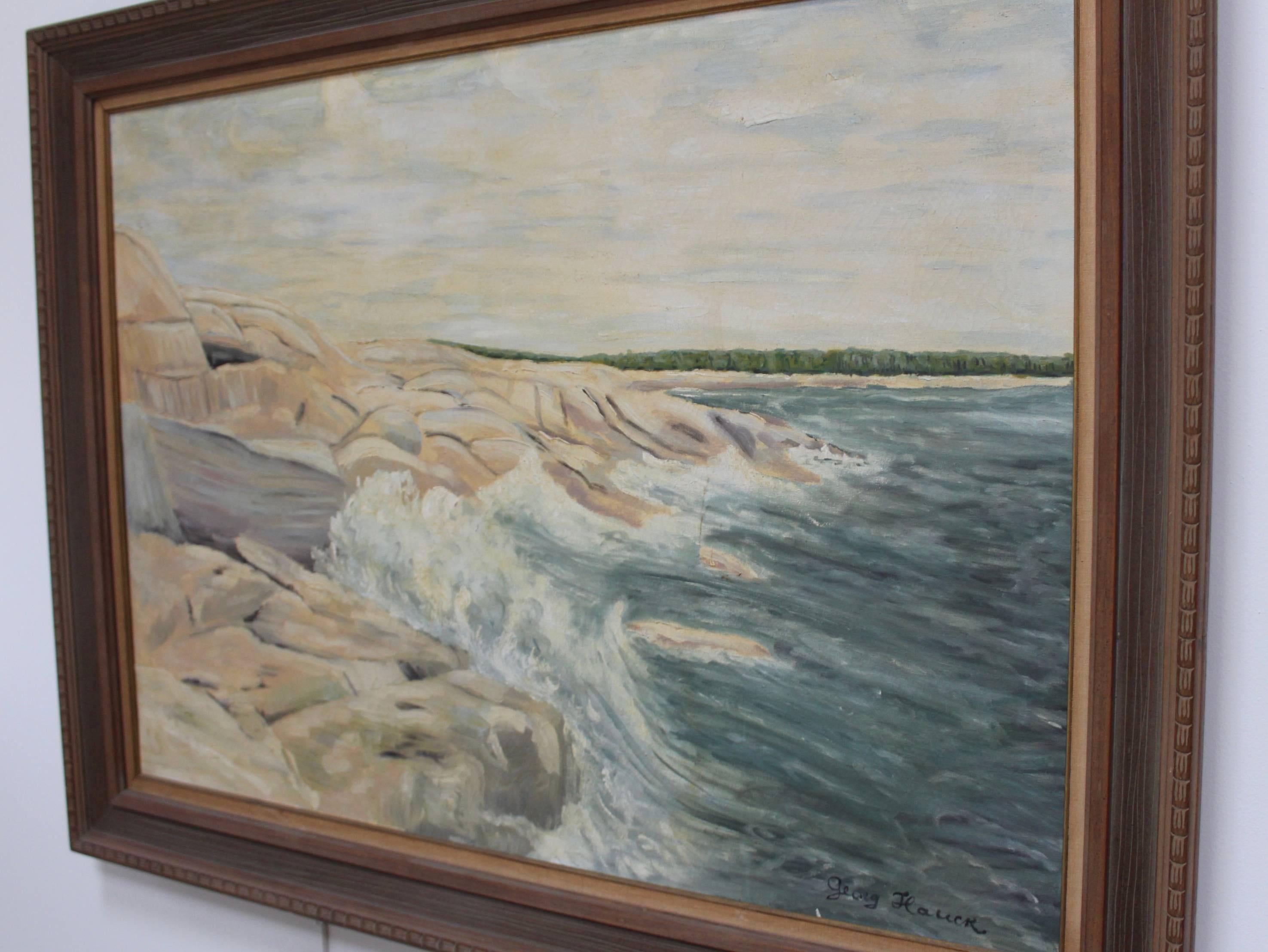 Mid-Century Modern 1950s Swedish Seascape Painting For Sale