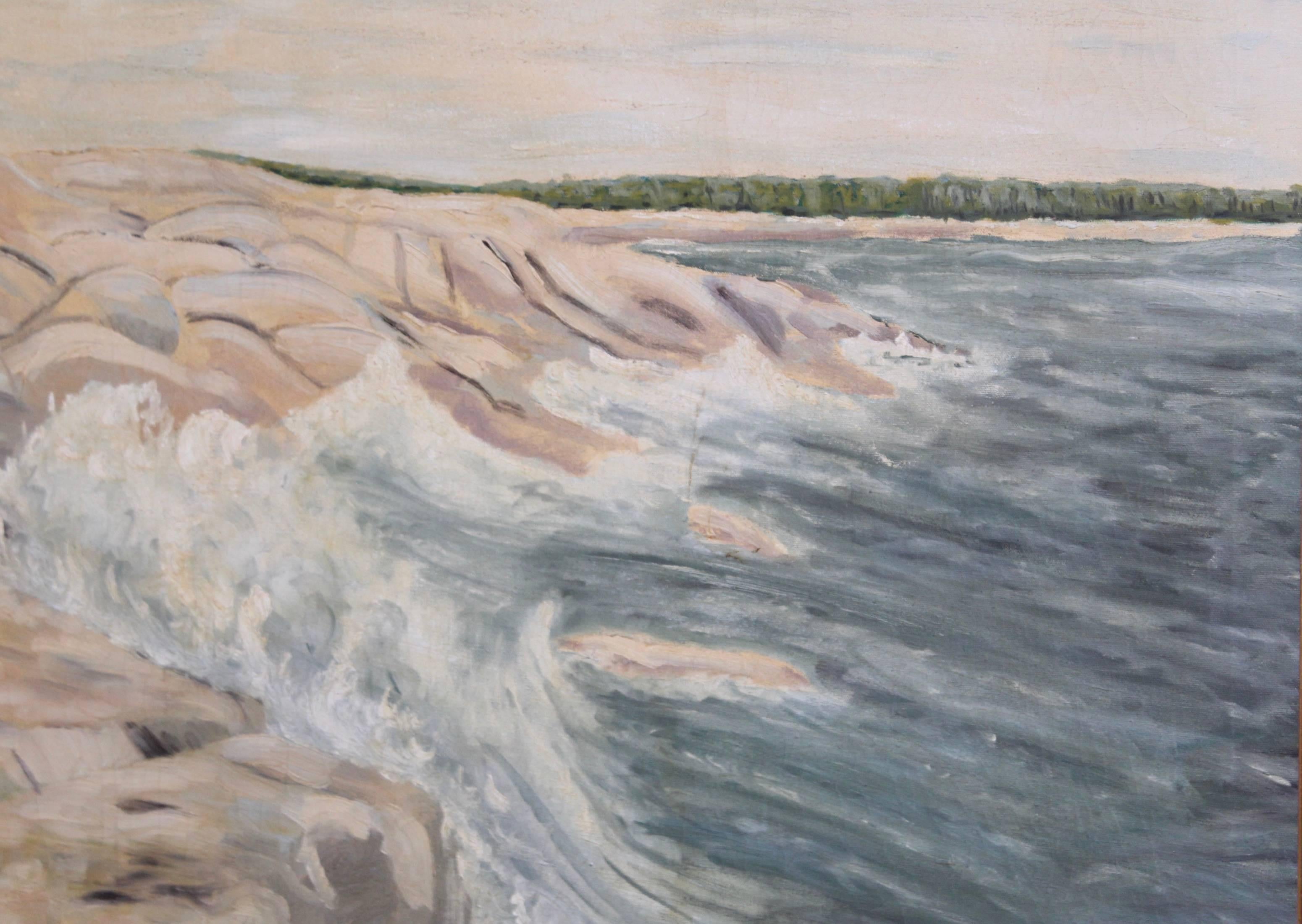 1950s Swedish Seascape Painting In Good Condition For Sale In New York, NY