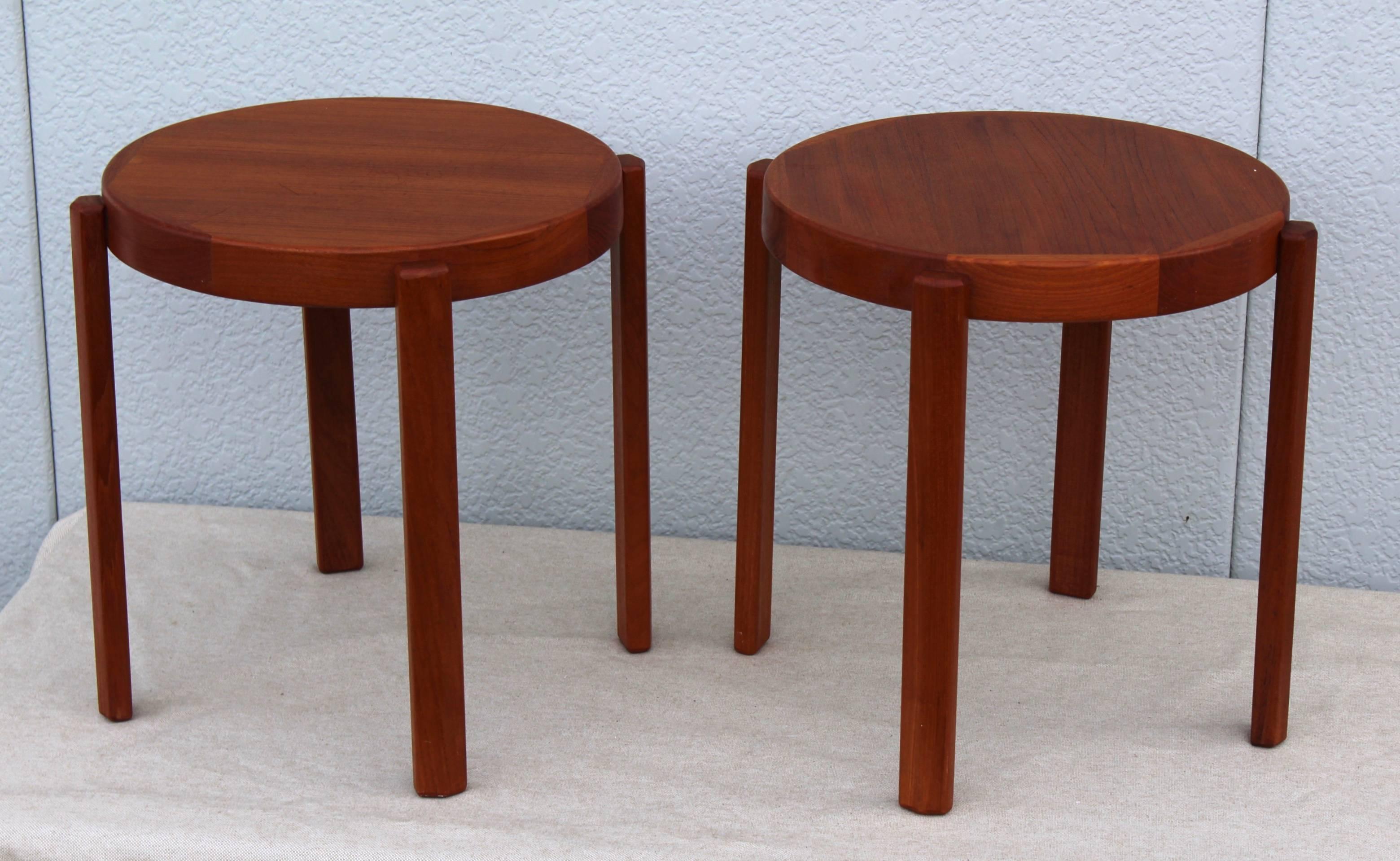 1960s modern Danish teak side tables.