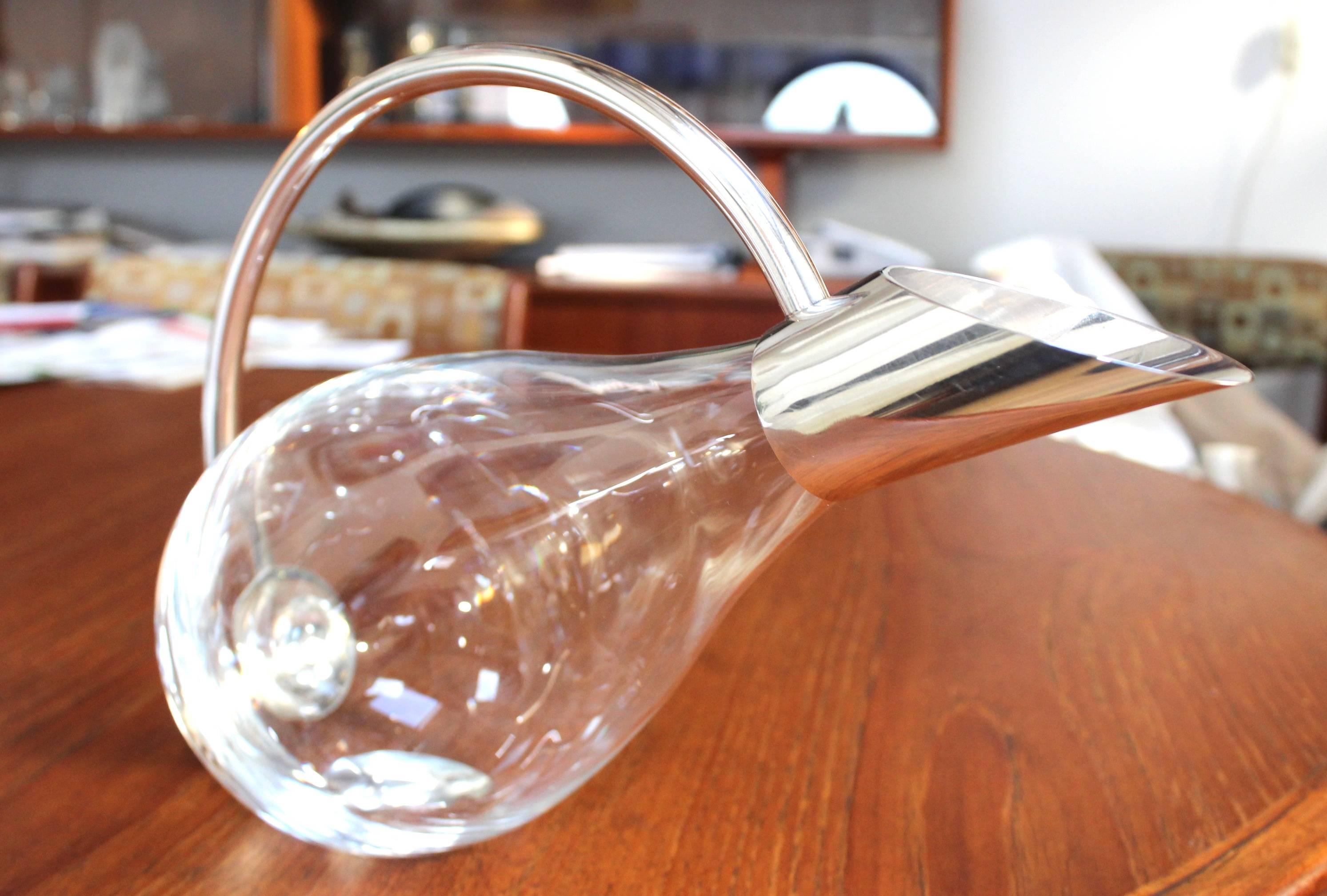 1970s crystal with silver-plate handle modernist decanter by Gucci.