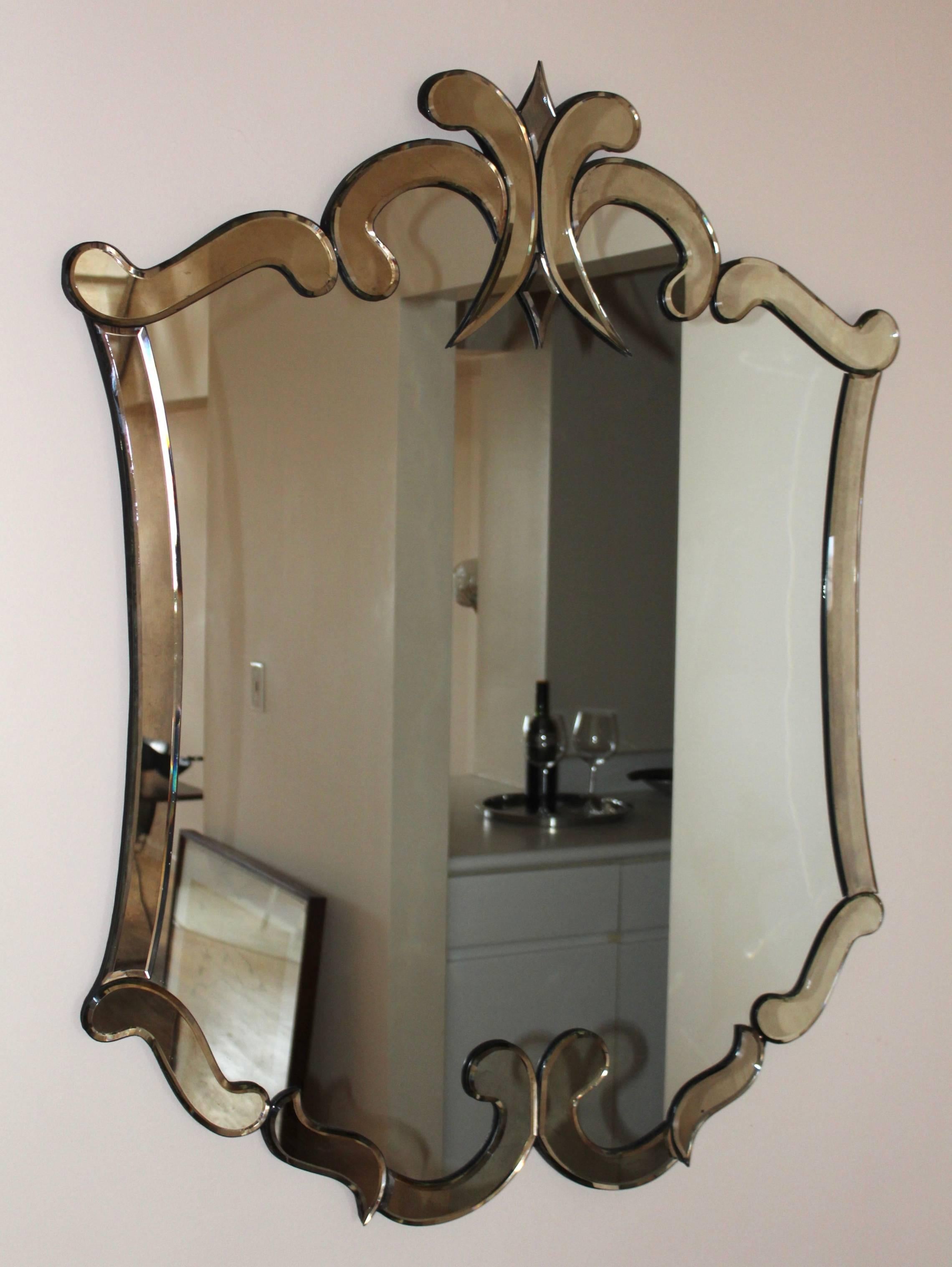 Stunning, 1940s Venetian style large mirror.