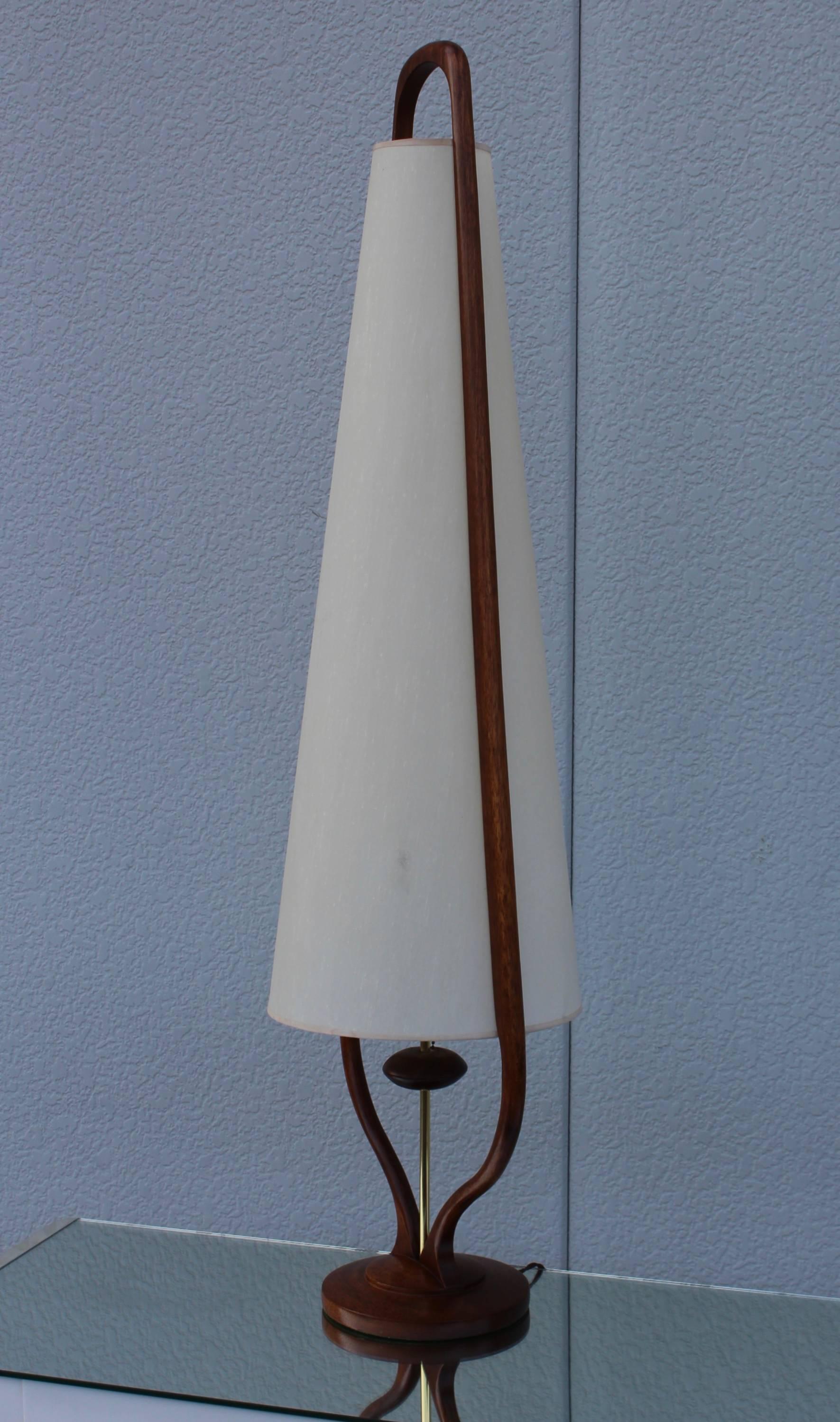 Mid-Century Modern Modeline Tall Walnut Table Lamp