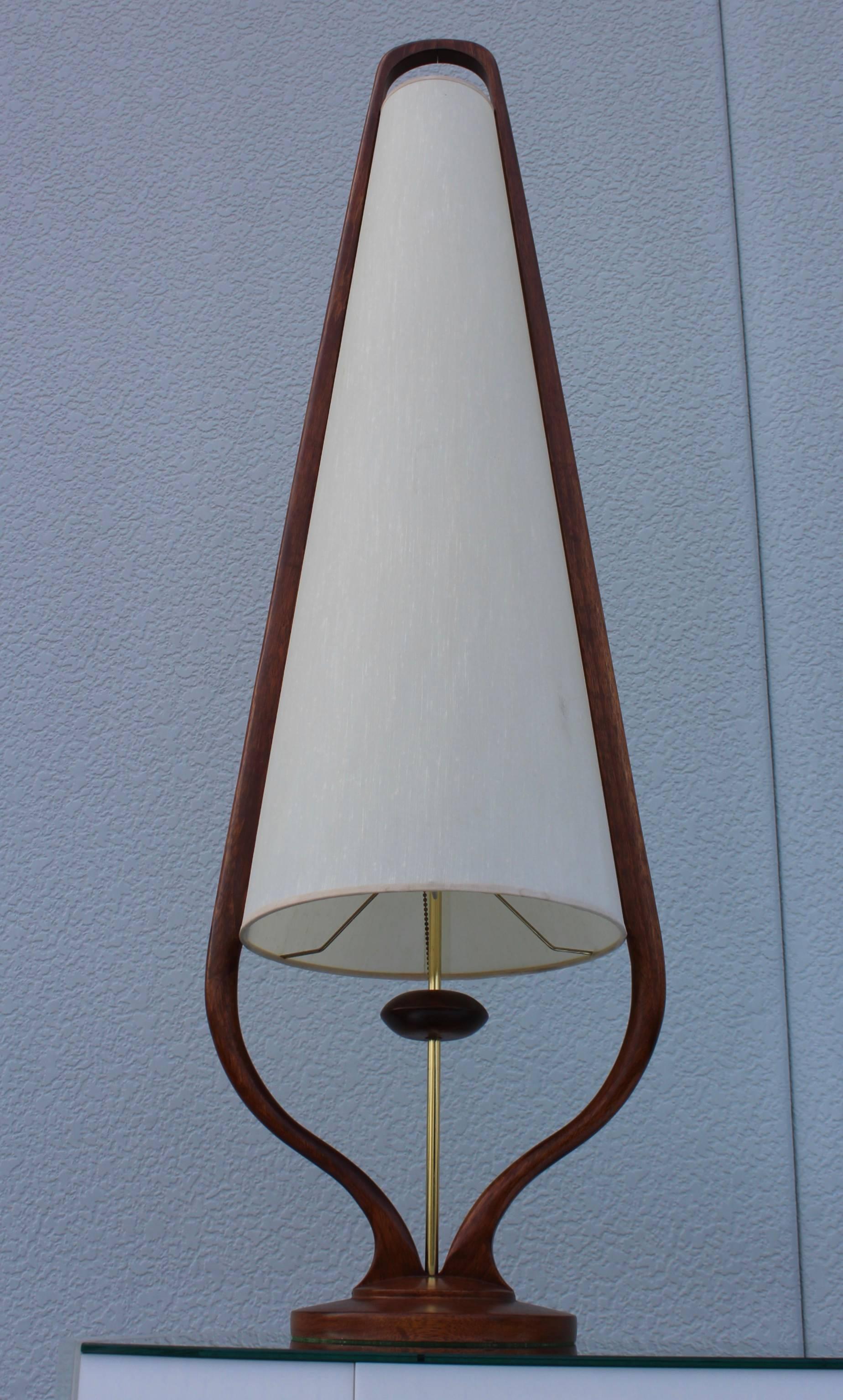 20th Century Modeline Tall Walnut Table Lamp