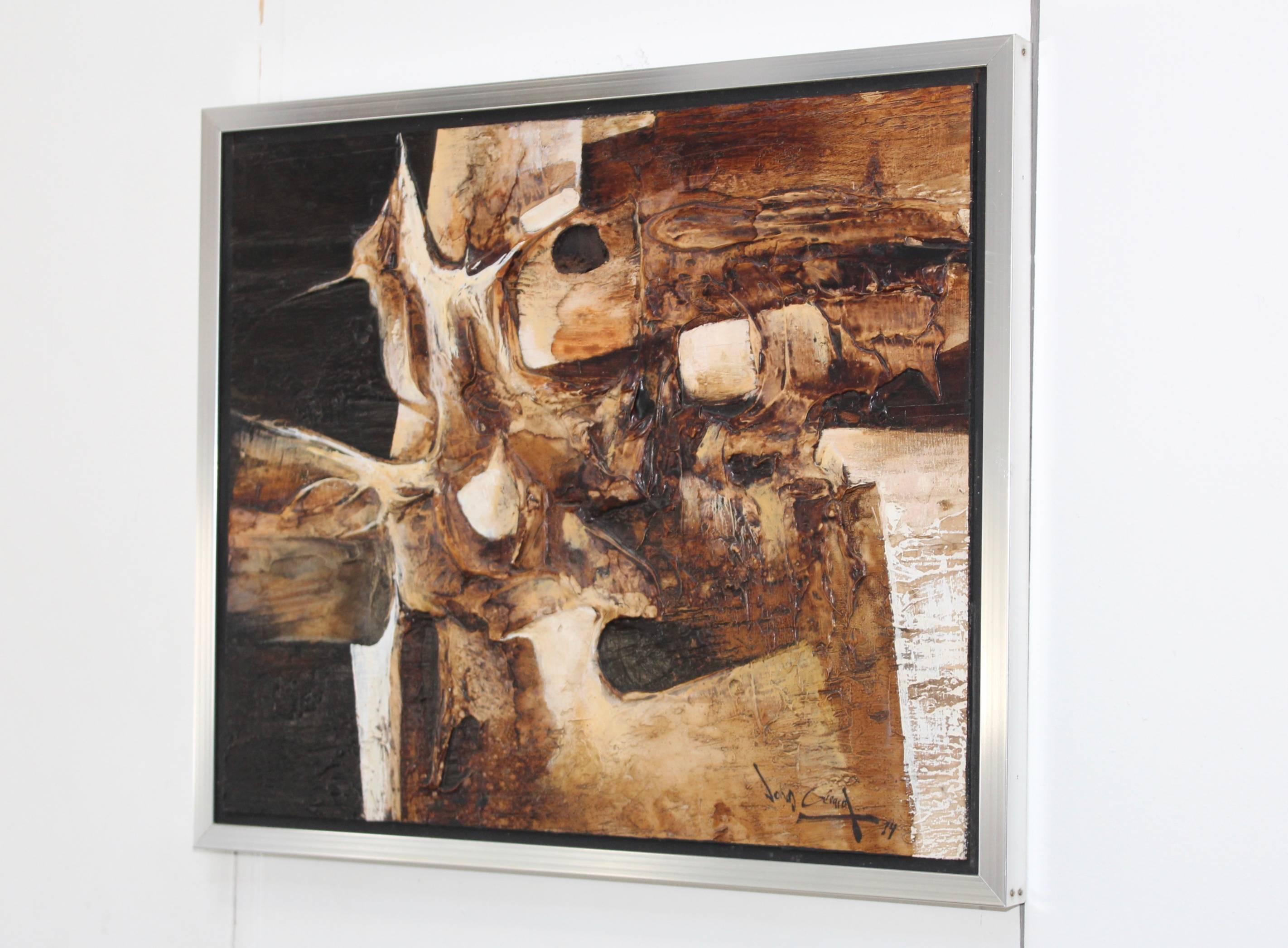 1974 Opera d'arte astratta Mid-Century Modern di Jonas Gerard.