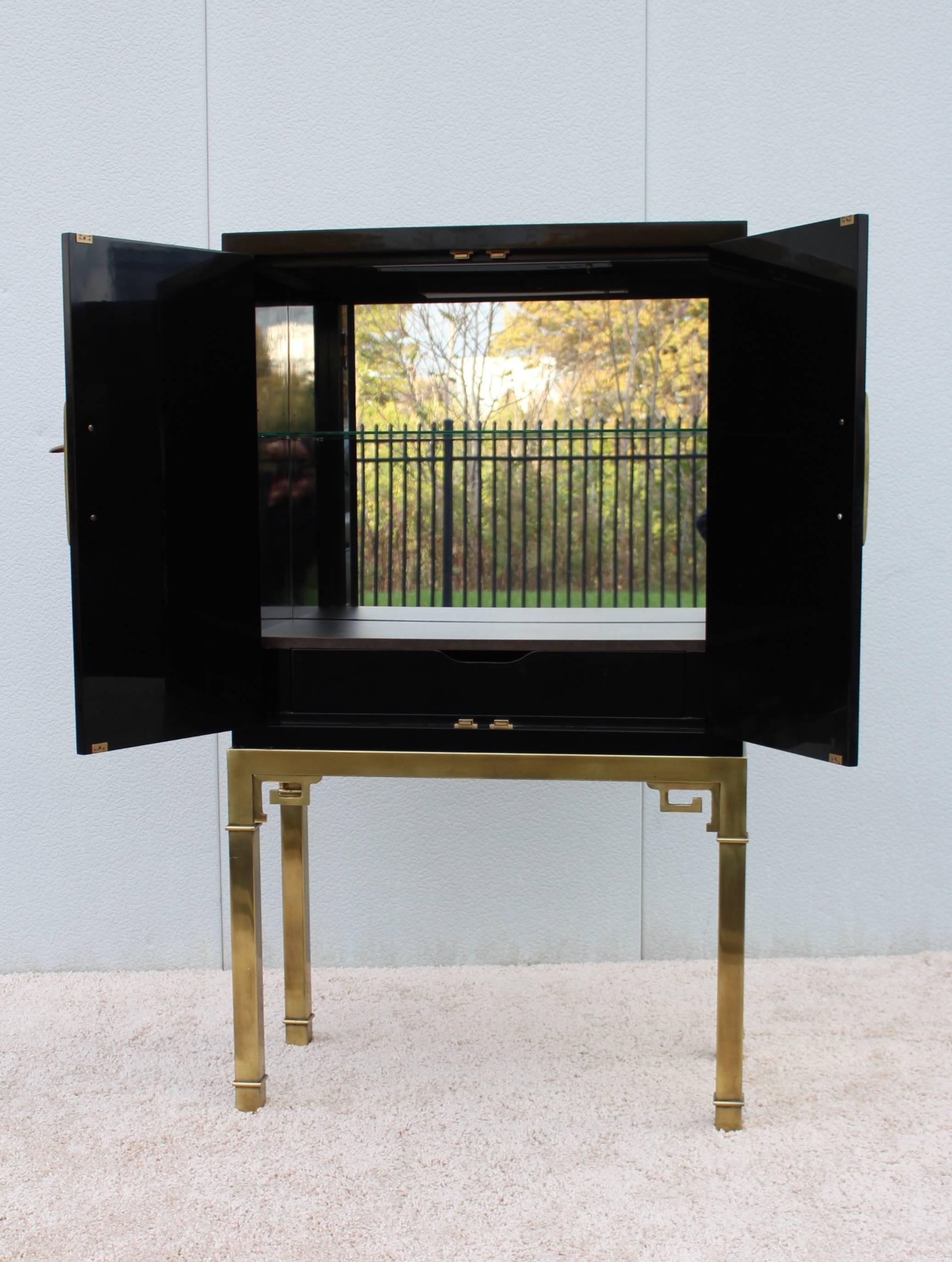 American Mastercraft Brass & Lacquered Bar Cabinet