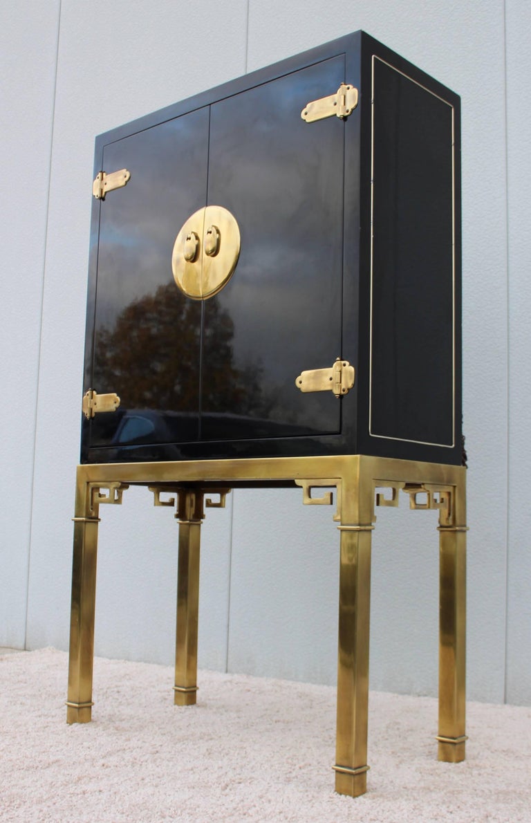 Mastercraft Brass and Lacquered Bar Cabinet at 1stdibs