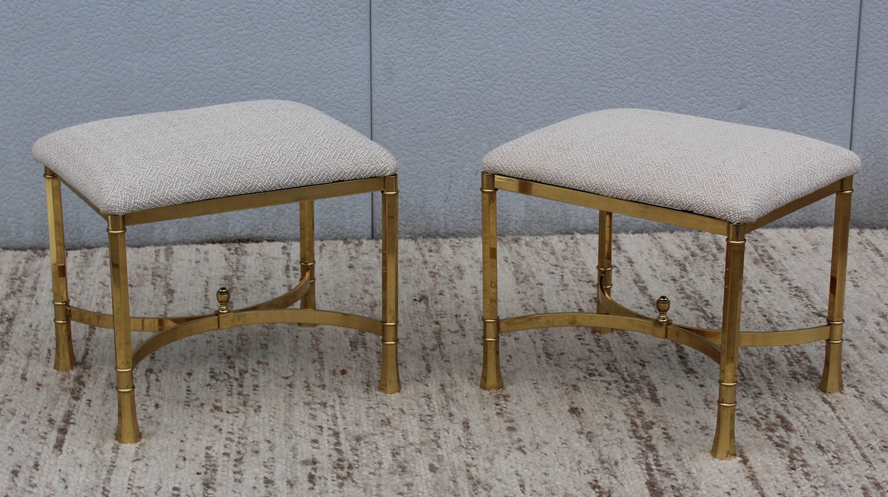 Mid-Century Modern 1970s Modern Italian Brass Ottomans For Sale