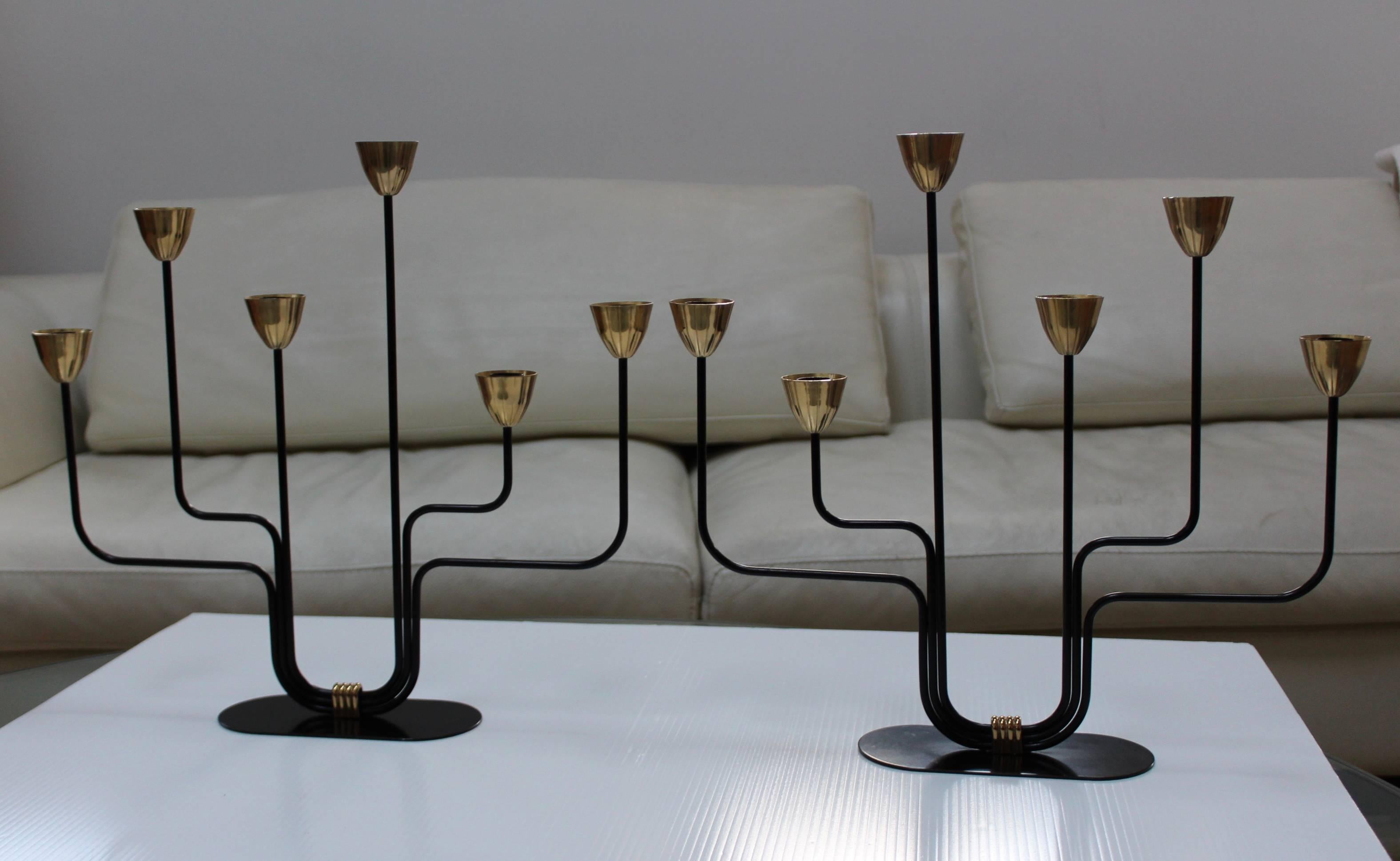 Mid-Century Modern Gunnar Ander for Ystad Metall Candelabrass