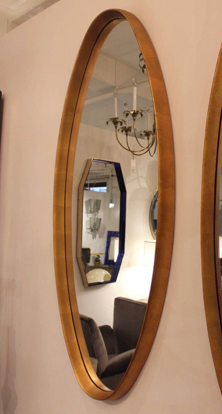 Mid-Century Modern Gold Leaf Oval Mirrors at 1stDibs