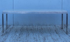 1970s Italian Brushed Steel with Marble Top Coffee Table