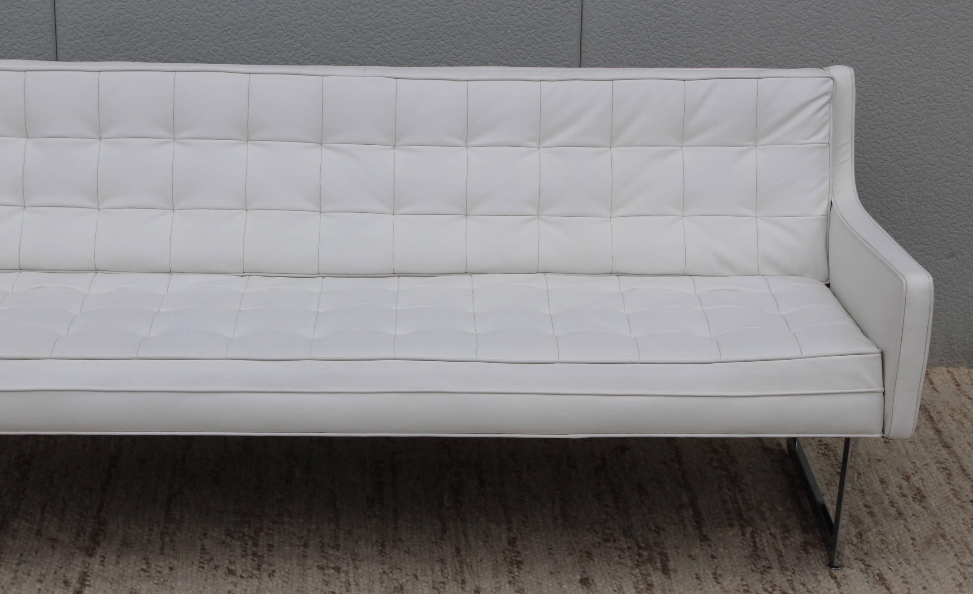 20th Century Patrician Furniture Leather And Chrome Sofa For Sale