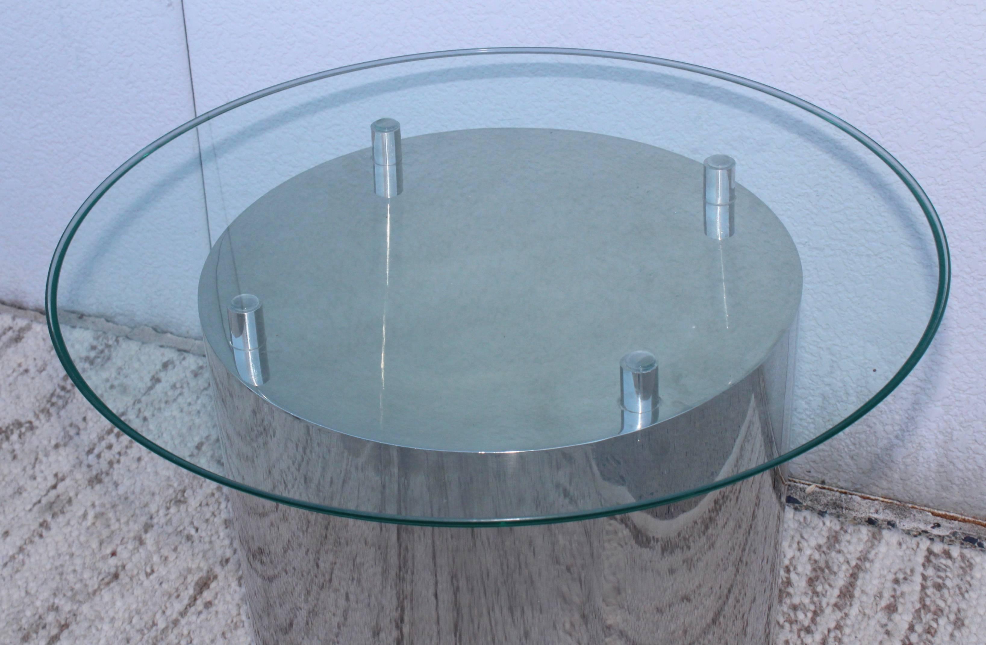 American 1970's Polished Steel Side Table