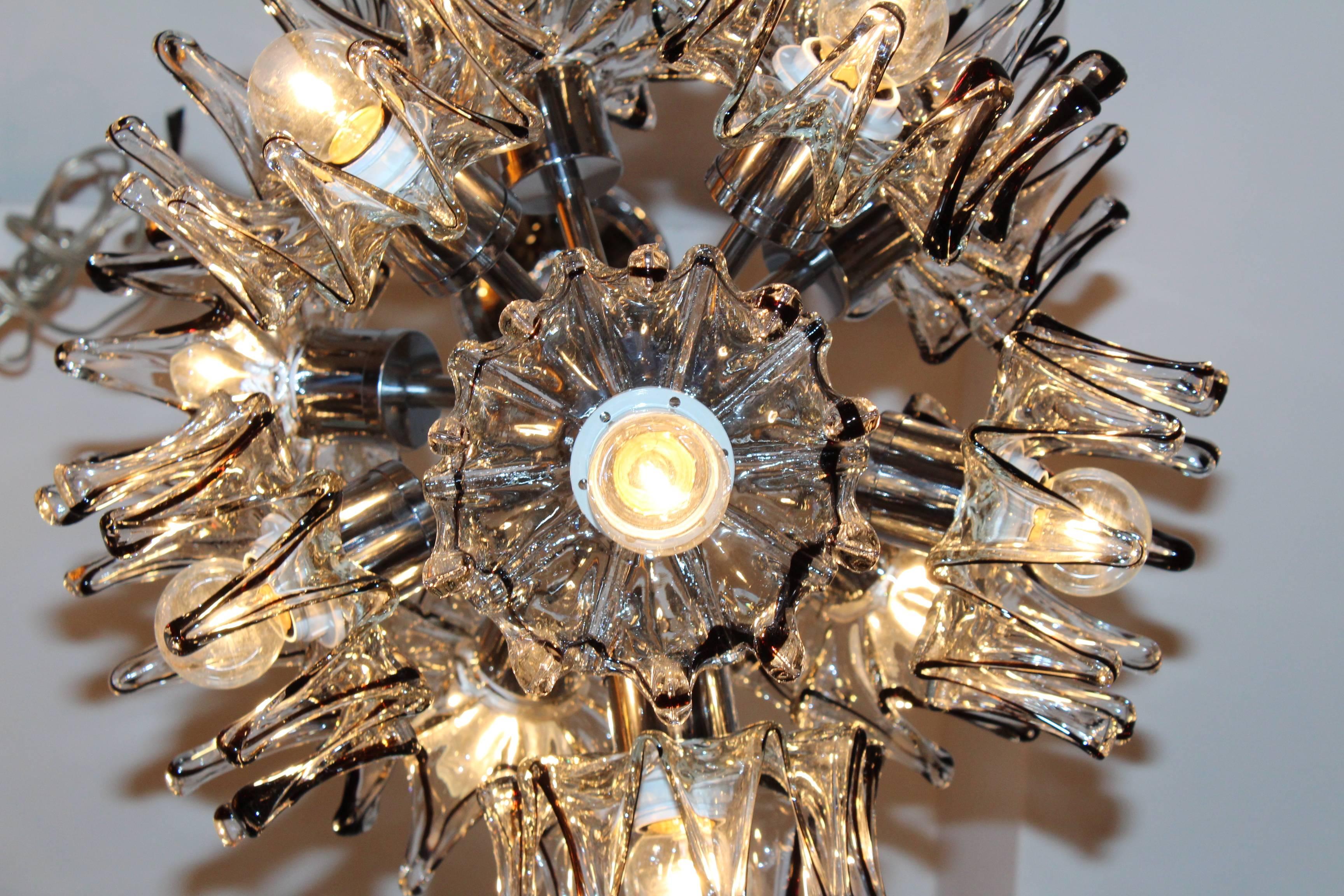 Araña Sputnik Mazzega de los años 70 Cristal de Murano en venta