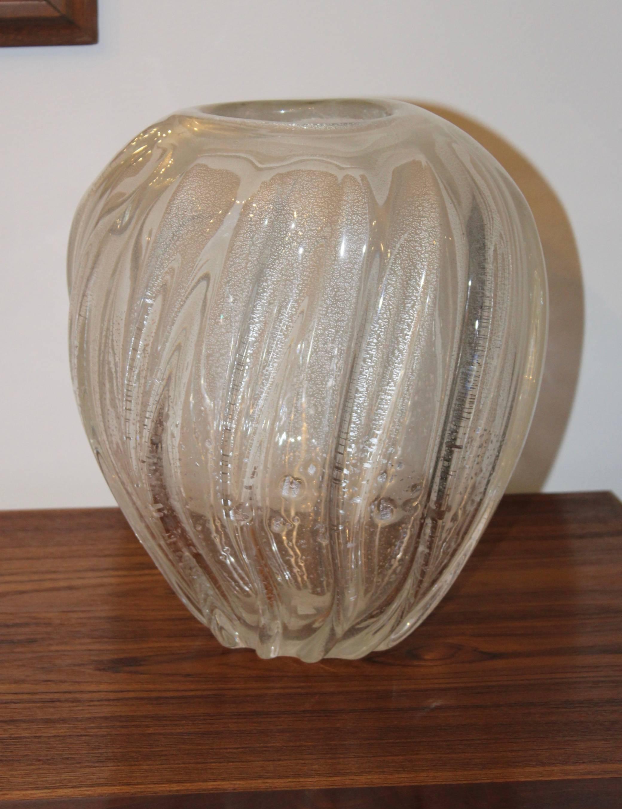 1980's Larry Laslo designed for Mikasa large sculptural art glass vase.