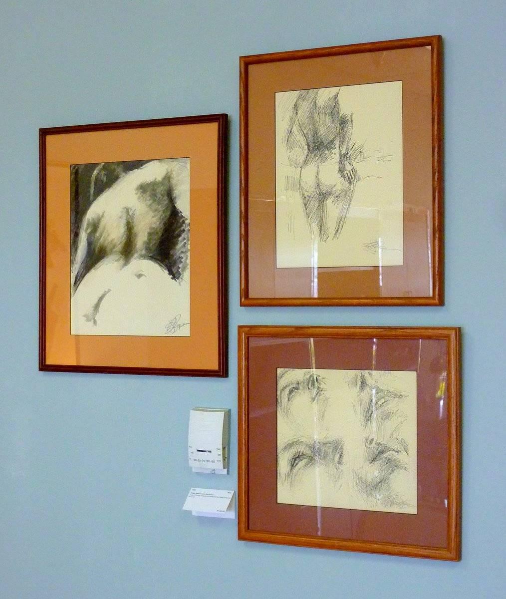 Mid-Century Modern Three Original Sketches by Ed Rosen For Sale