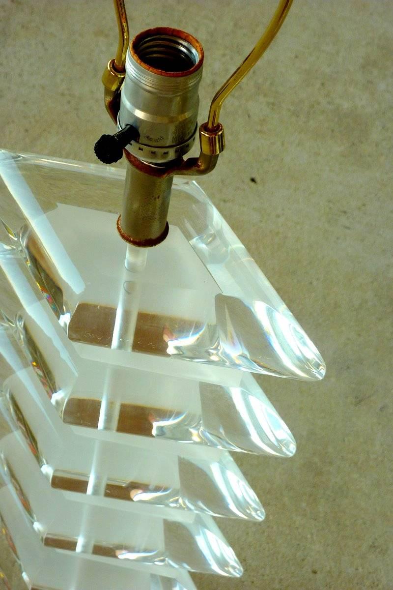 Pair of Lucite Diamond Lamps For Sale 5