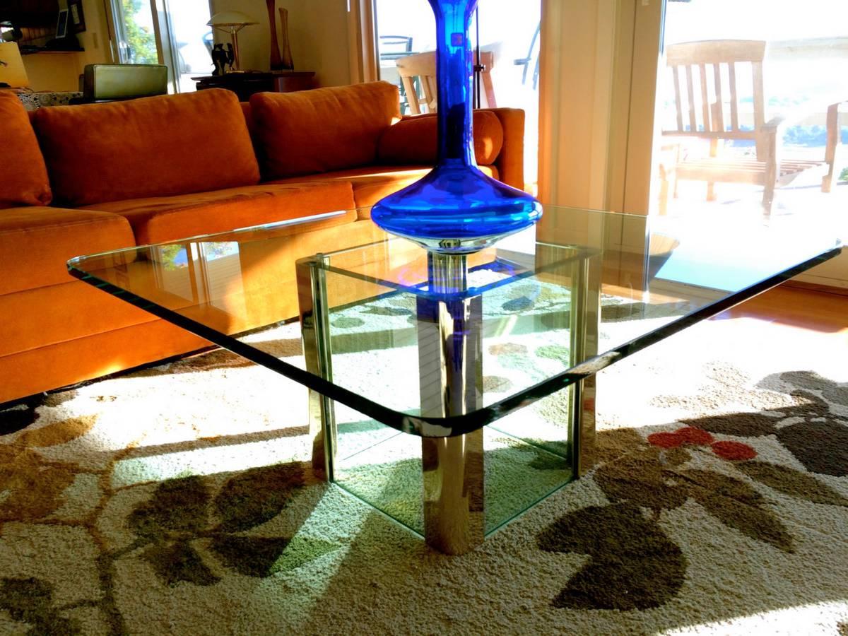 Nickel Waterfall Cocktail Table by Leon Rosen for Pace For Sale