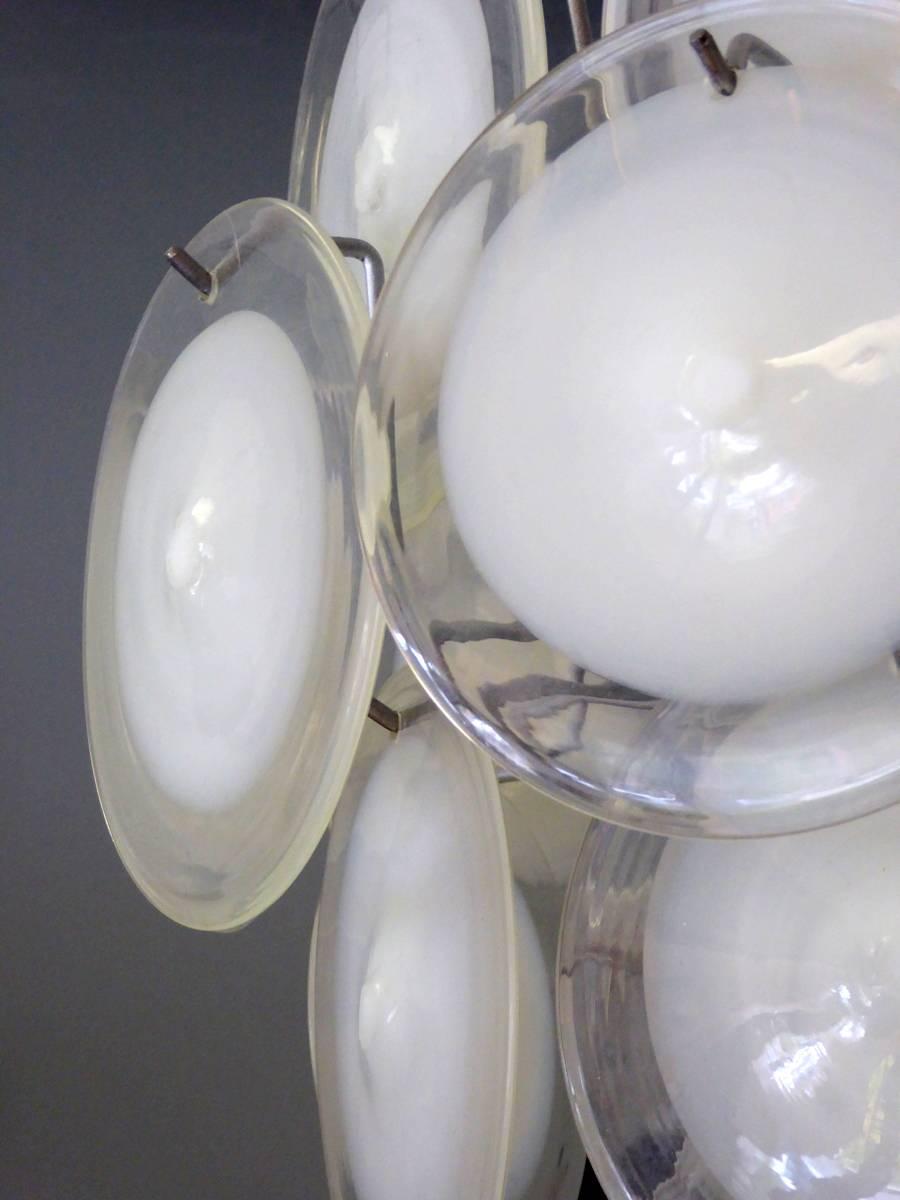 Mid-Century Modern Murano Glass Disc Chandelier by Gino Vistosi For Sale