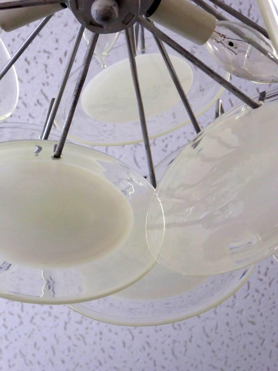 Murano Glass Disc Chandelier by Gino Vistosi In Good Condition For Sale In Palm Beach Gardens, FL