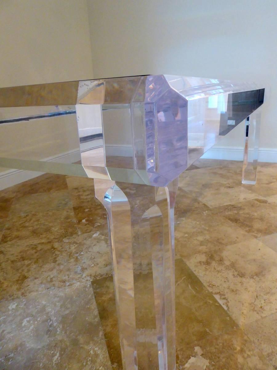 American Massive Lucite Dining Table For Sale