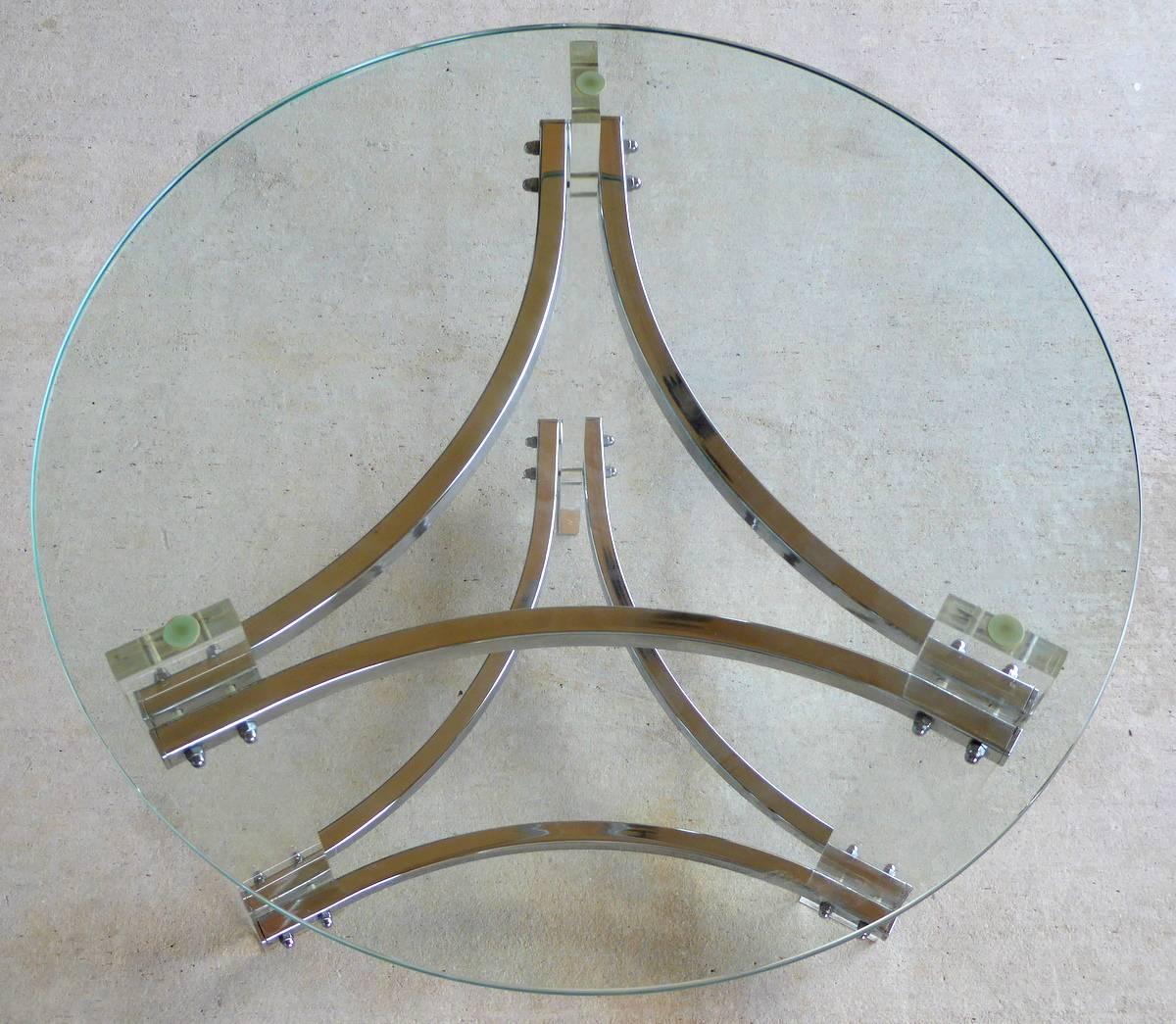 Pair of Lucite and Chrome Side Tables by Charles Hollis Jones In Good Condition For Sale In Palm Beach Gardens, FL