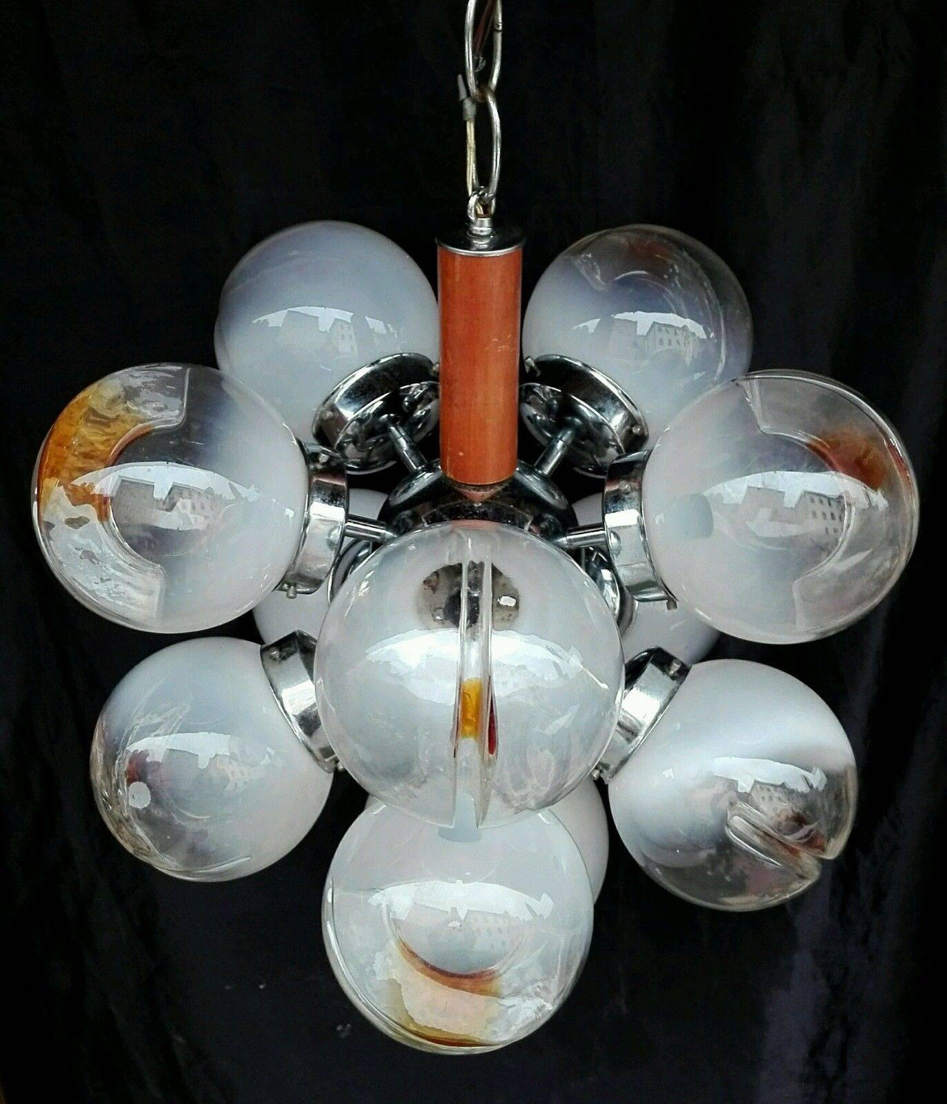Italian Art Glass Globe Sputnik Chandelier by Mazzega
