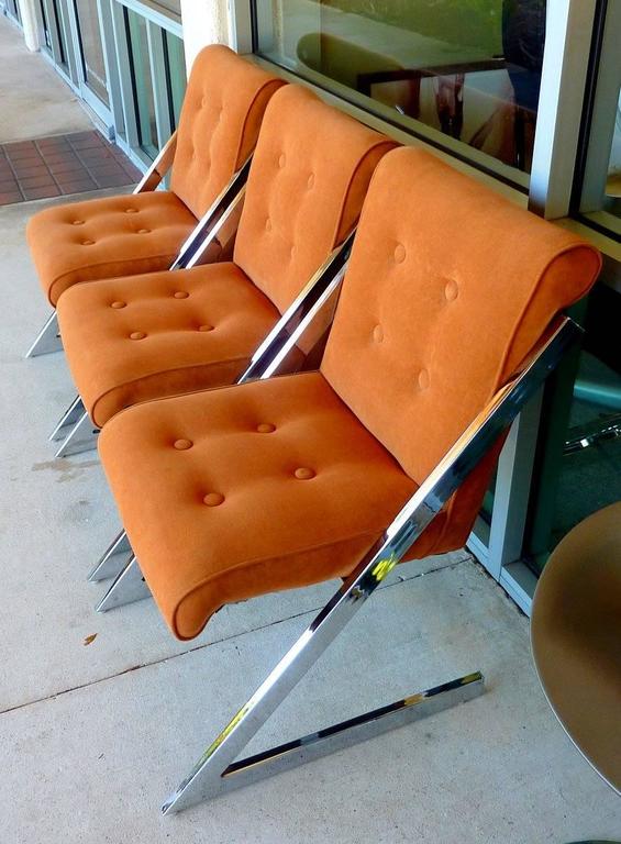 Chrome and Velvet ZChairs by Milo Baughman for DIA For Sale at 1stDibs