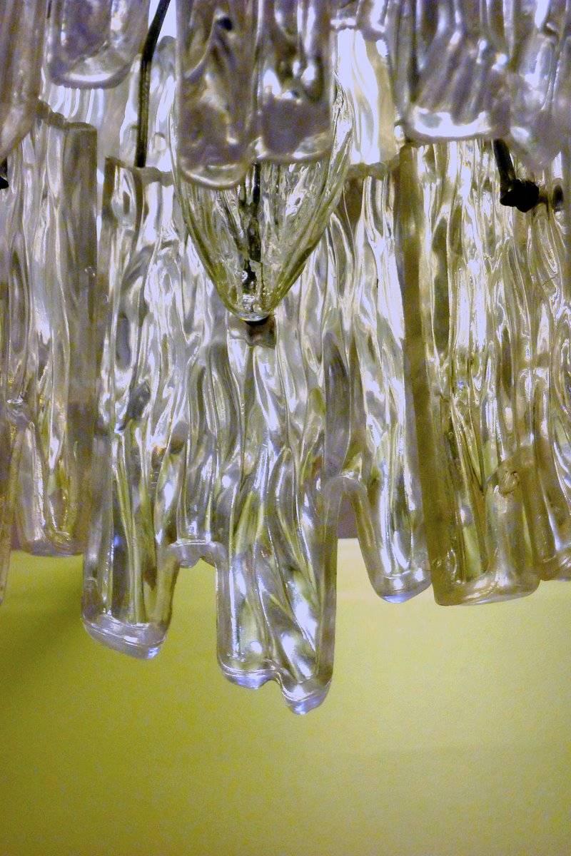 Plated Lucite Icicle Chandelier by EMR Lighting For Sale