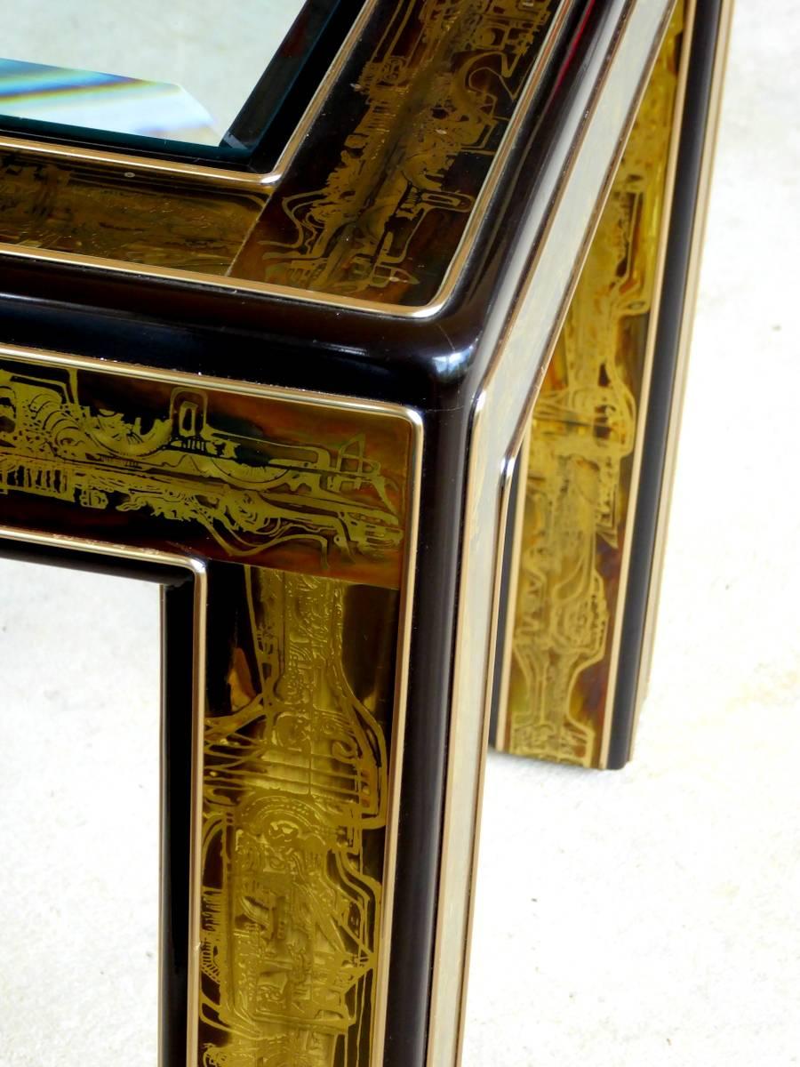 20th Century Rare Acid Etched Brass End Table by Bernhard Rohne