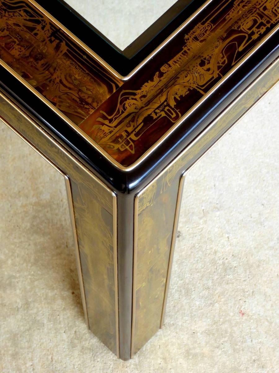Rare Acid Etched Brass End Table by Bernhard Rohne 1