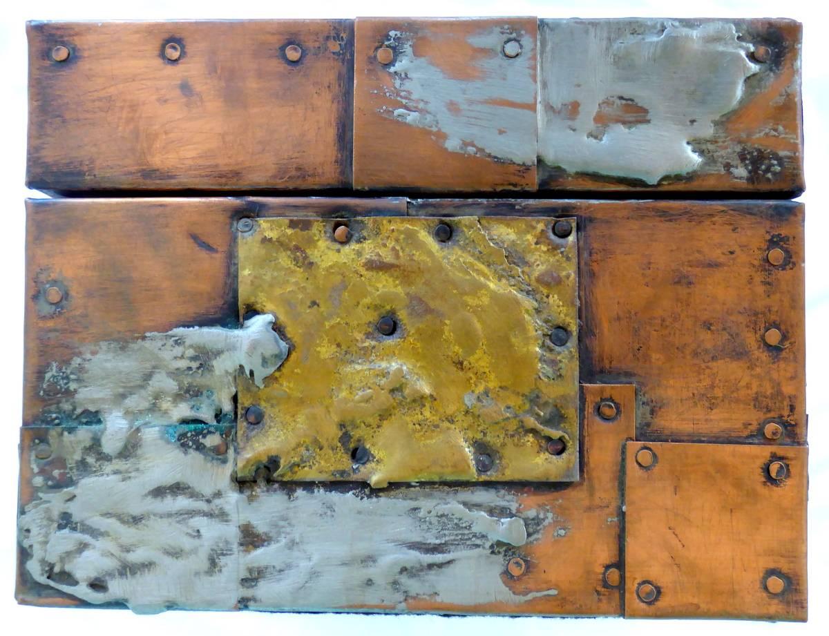 Patchwork Metal Box by Paul Evans In Good Condition In Palm Beach Gardens, FL