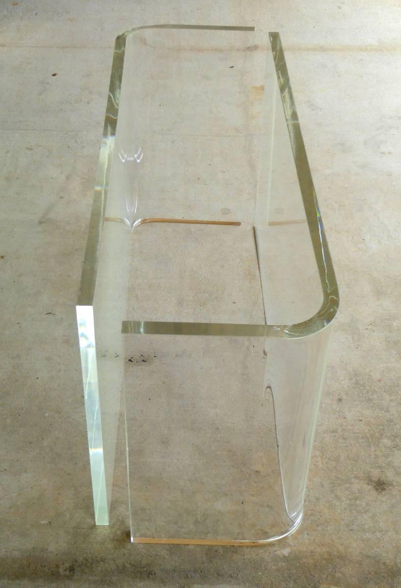 American Lucite Slab Dining Table Base For Sale