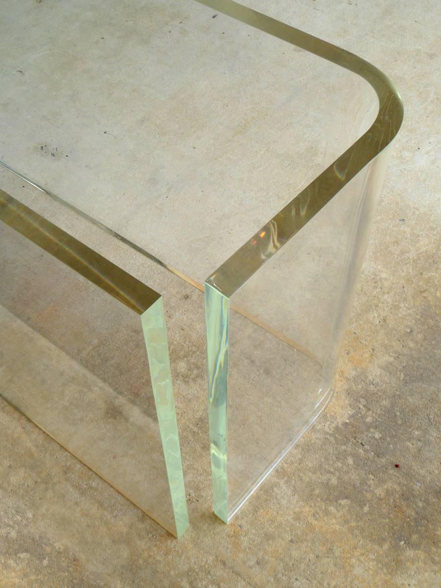 Lucite Slab Dining Table Base In Good Condition For Sale In Palm Beach Gardens, FL