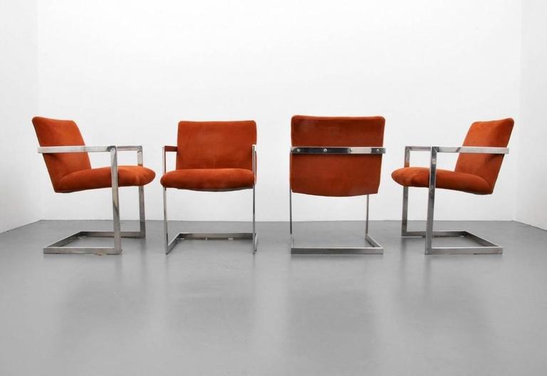 Plated Set of Four Armchairs by Milo Baughman for Thayer Coggin For Sale