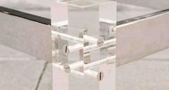 Monumental Lucite and Chrome Cocktail Table