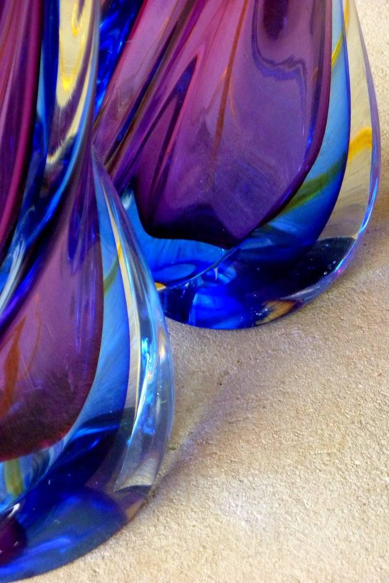 Italian Pair of Art Glass Lamps by Flavio Poli for Seguso