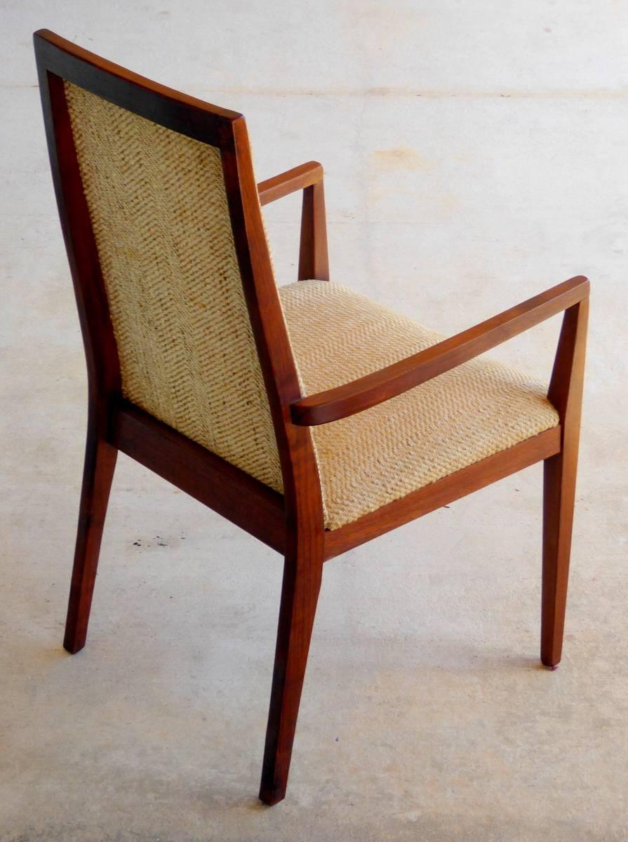 Mid-Century Modern Set of Six Walnut Dining Chairs by Dillingham For Sale