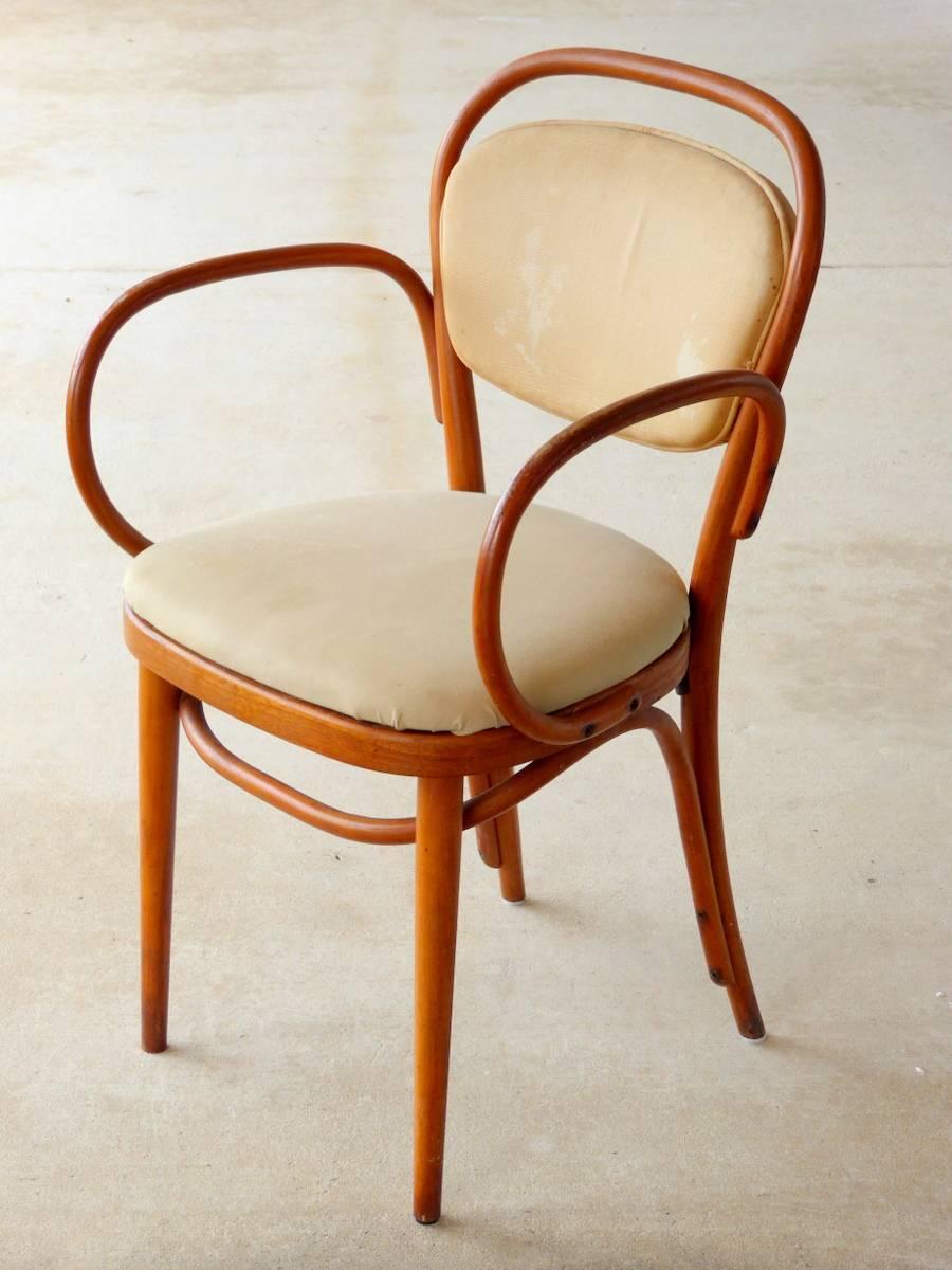 Michael Thonet first perfected his bentwood process in 1836. The no. 46 bentwood armchair is particularly rare and elegant. Signed. Set of four.

A few general notes about all items available through 1stdibs dealer MOBLER  Home Decor:

1. We list