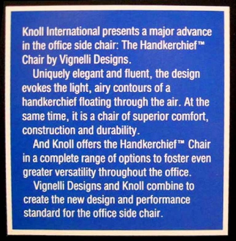 Set of Four Handkerchief Armchairs by Massimo Vignelli for Knoll For Sale 3