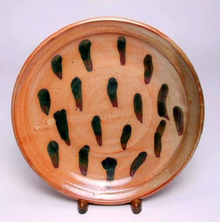 20th Century Studio Pottery Charger by Prieto For Sale