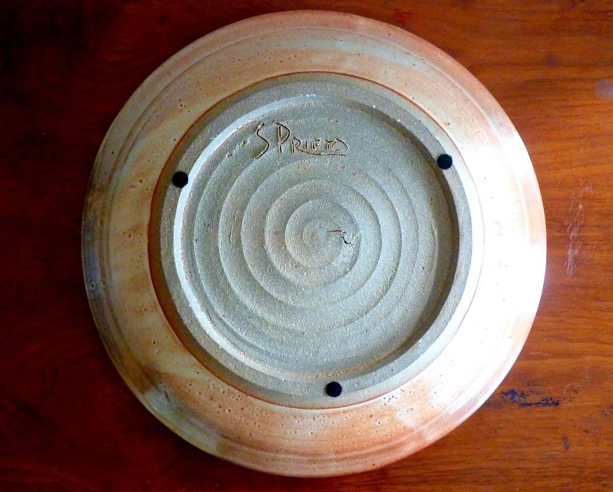 Mid-Century Modern Studio Pottery Charger by Prieto For Sale