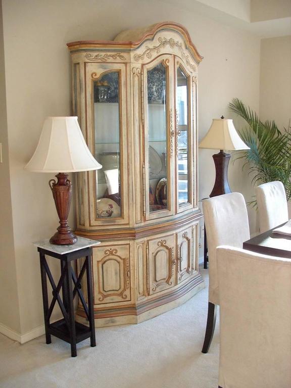 Delightful Country French Painted China Closet For Sale at 1stDibs
