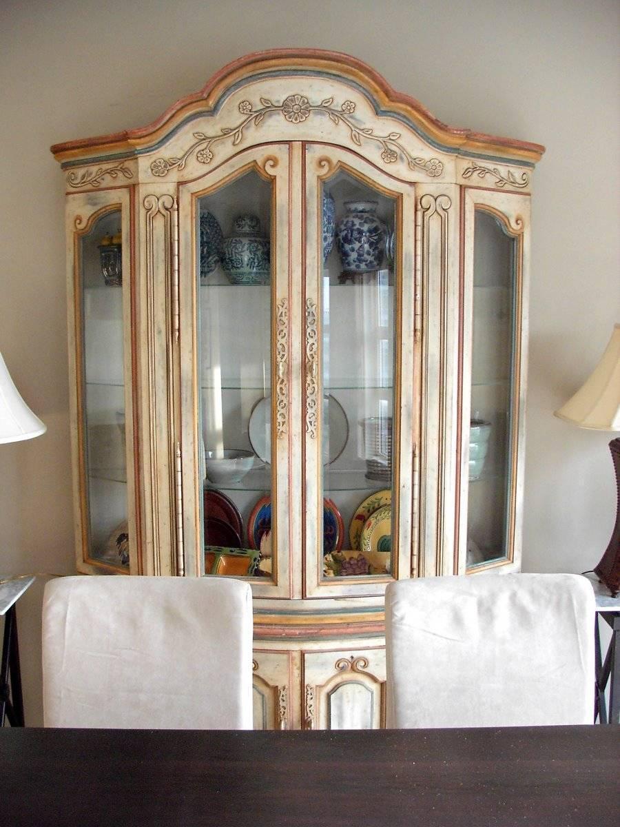 Delightful Country French Painted China Closet For Sale 1