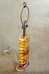 Stacked Oval Table Lamp in Tobacco Lucite